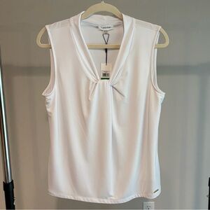 Calvin Klein White Sleeveless Blouse L